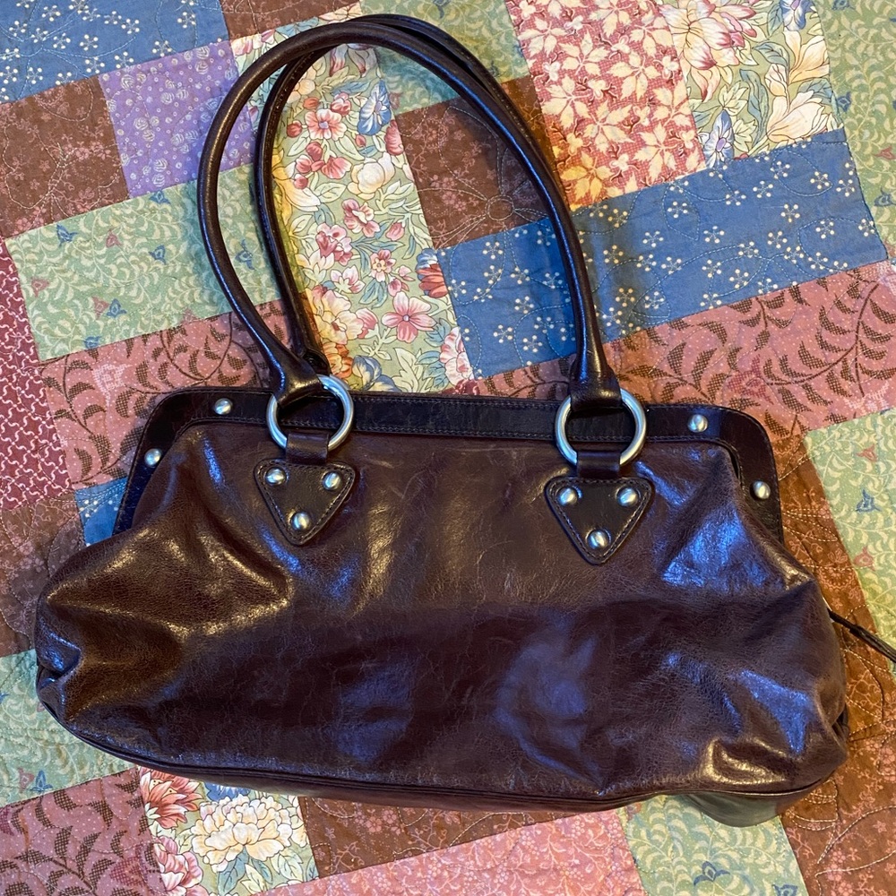 HOBO Brown leather purse /silver hardware